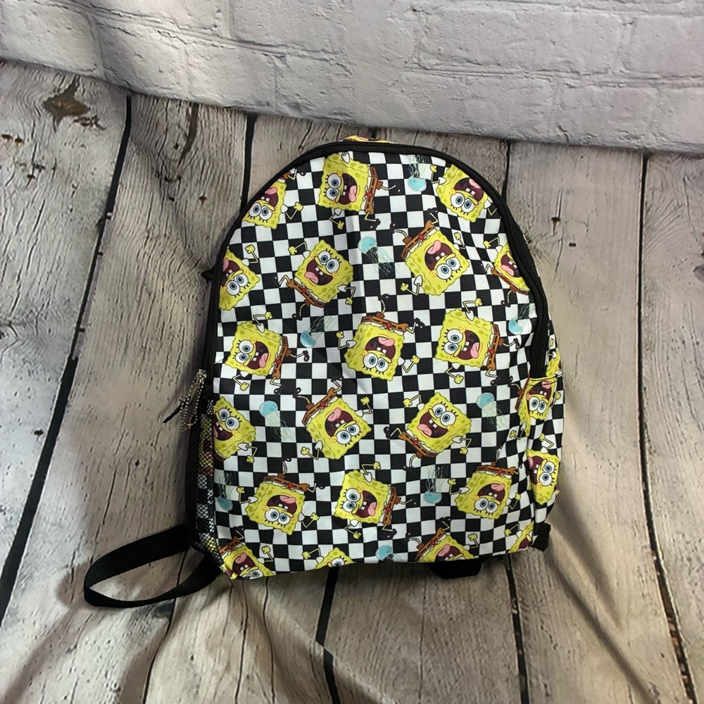 SpongeBob SquarePants Jellyfish Black White Checkered Backpack Bioworld Viacom‎